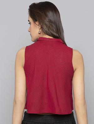 button up boxy crop top - 15983290 - Standard Image - 3