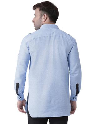 blue cotton pathani kurta - 15983876 - Standard Image - 3