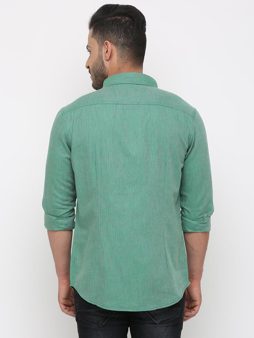green cotton casual shirt - 15988347 - Zoom Image - 3