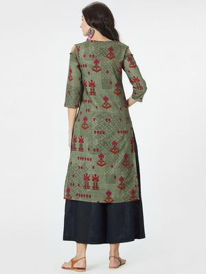Printed straight kurta - 15990210 - Standard Image - 3