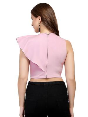 ruffle detail crew neck crop top - 15996464 - Standard Image - 3