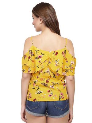 cold shoulder ruffled floral top - 15996467 - Standard Image - 3