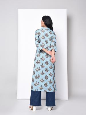printed straight kurta - 15996692 - Standard Image - 3