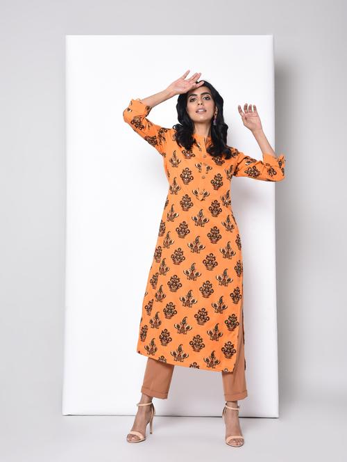 printed straight kurta - 15996693 - Standard Image - 1
