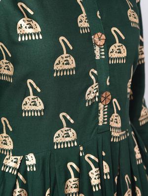 Flared foil print dress - 15996696 - Standard Image - 6