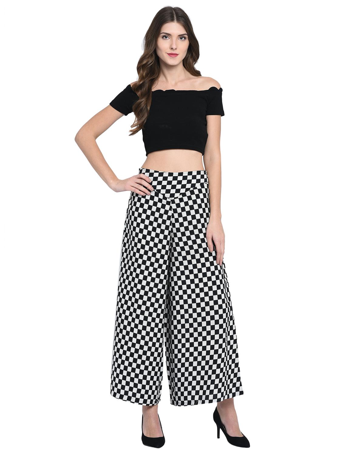 checkered flared palazzo - 15997910 - Zoom Image - 3