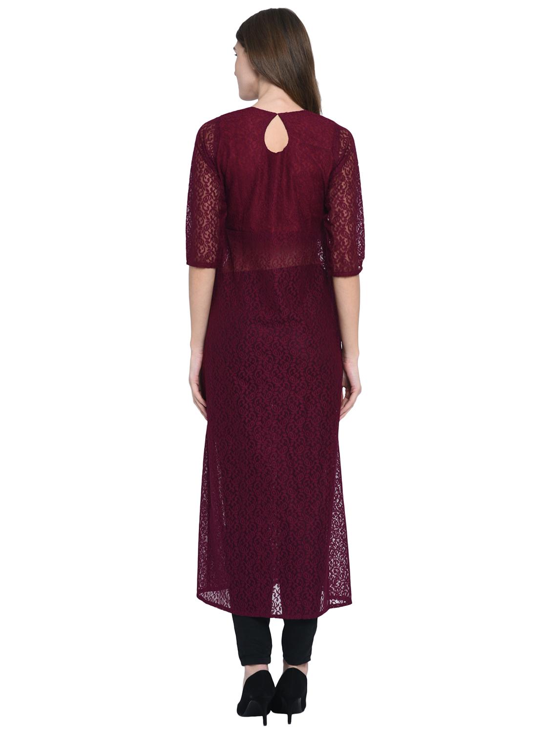 front slit laced tunic - 15997930 - Zoom Image - 3