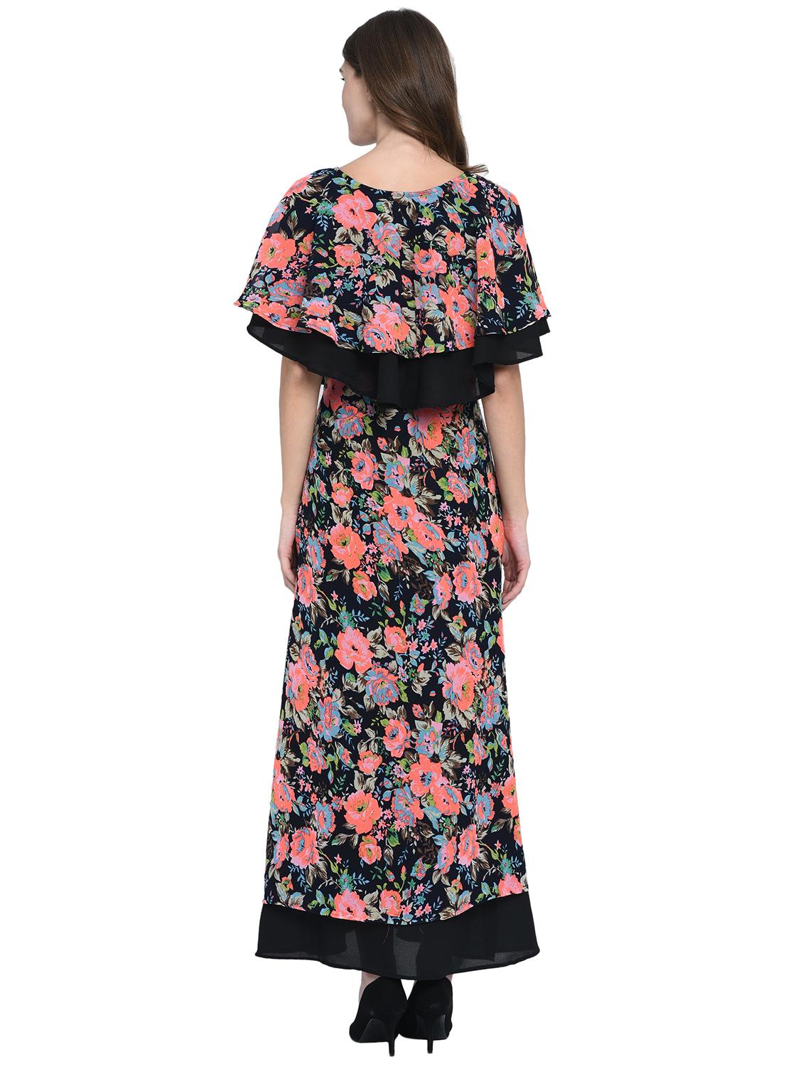 ruffled overlay floral maxi dress - 15997935 - Zoom Image - 3