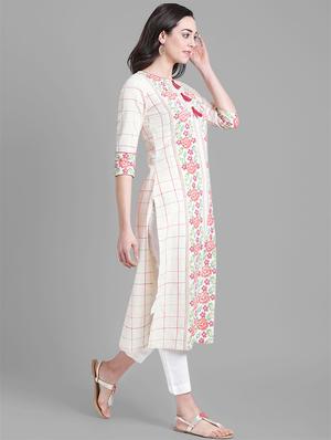 checkered straight kurta - 15998023 - Standard Image - 3