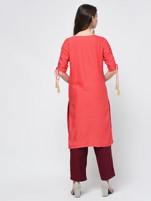 Straight embroidered kurta - 15998109 - Standard Image - 3