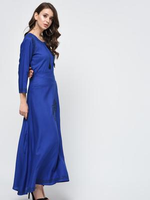 A-line block print kurta with tassels - 15998112 - Standard Image - 3