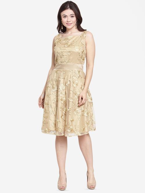 floral mesh flared dress - 15999039 - Standard Image - 1