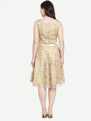 floral mesh flared dress - 15999039 - Standard Image - 3