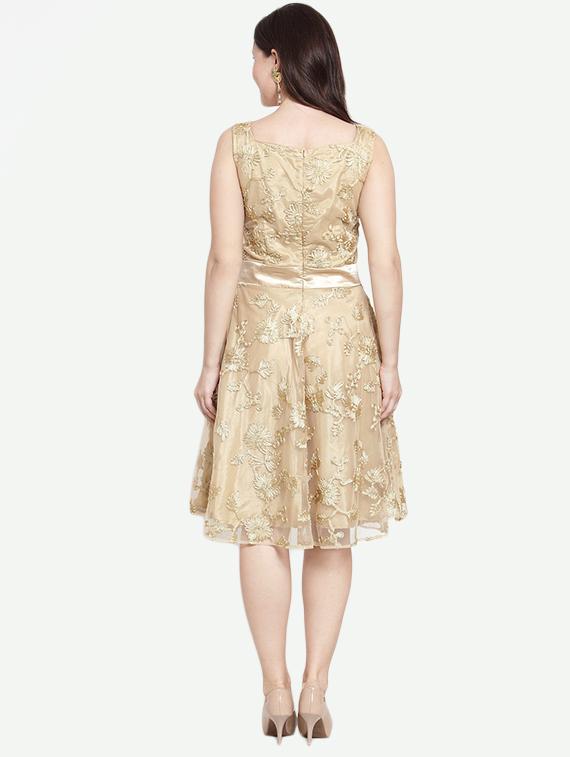floral mesh flared dress - 15999039 - Zoom Image - 3
