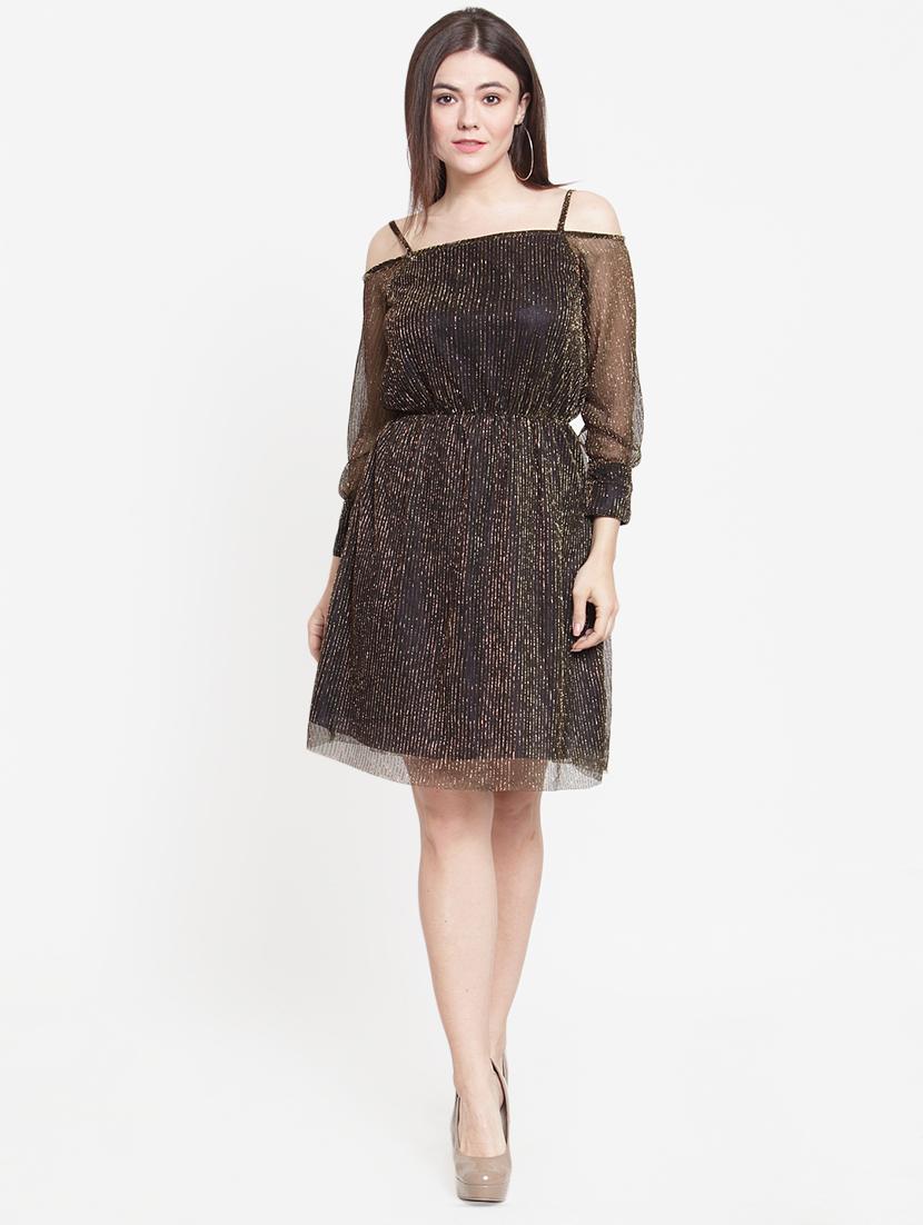 cold shoulder shimmery a-line dress - 15999048 - Zoom Image - 3