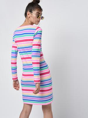 round neck striped sheath dress - 16000820 - Standard Image - 3