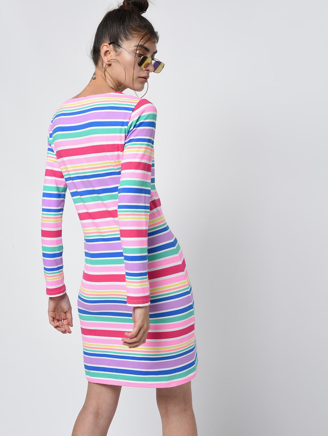 round neck striped sheath dress - 16000820 - Zoom Image - 3