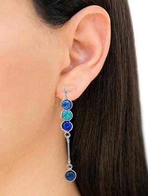 silver metal drop earring - 16001036 - Standard Image - 3