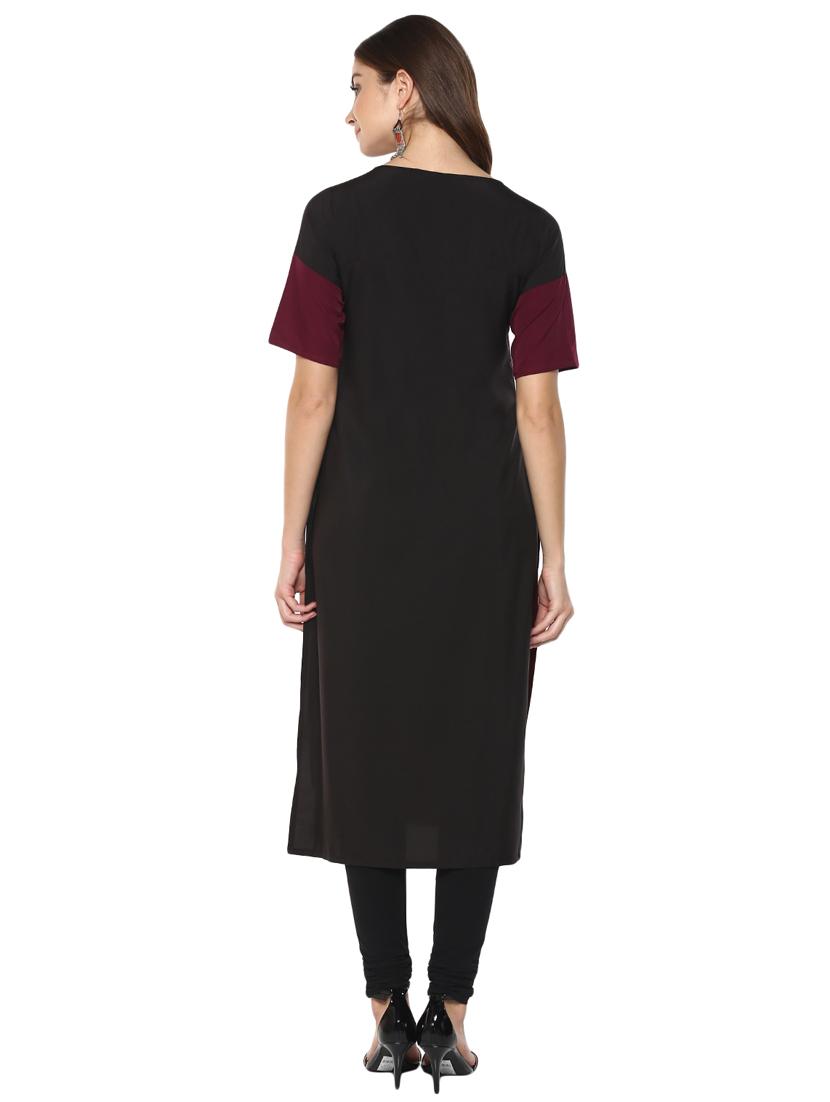 color block straight kurta - 16001696 - Zoom Image - 3