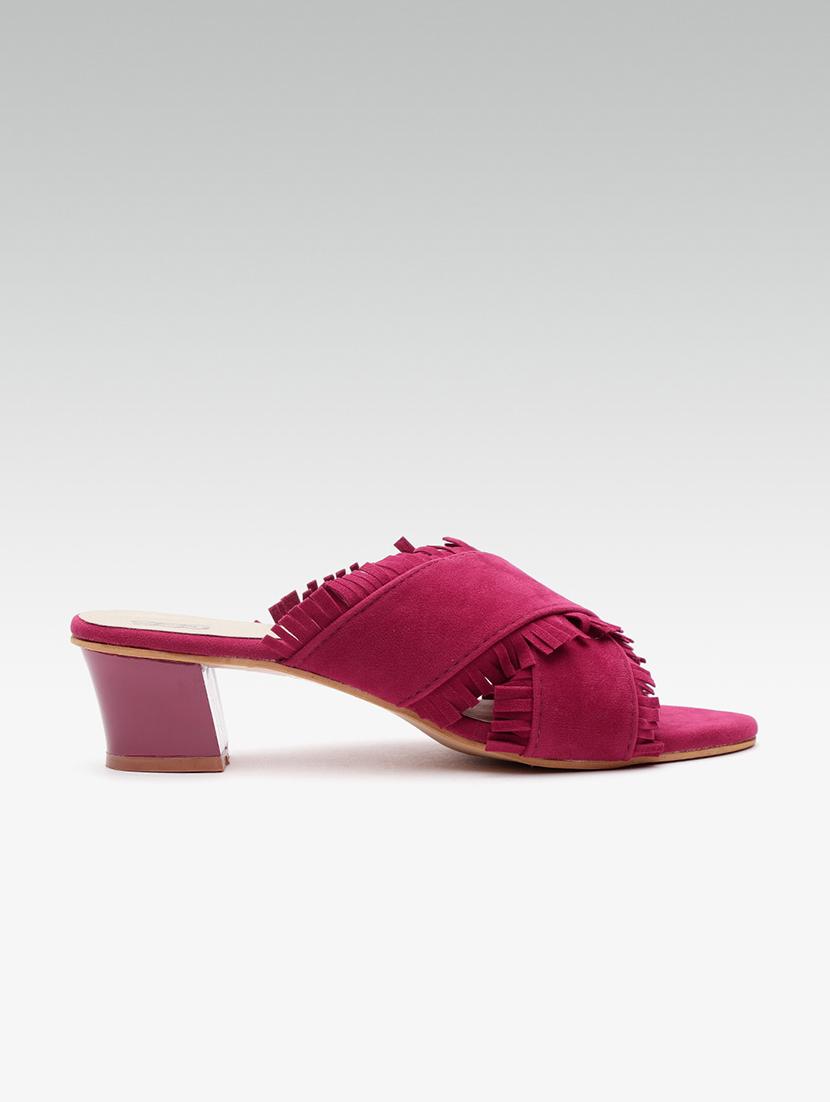 maroon slip on sandals - 16002146 - Zoom Image - 3
