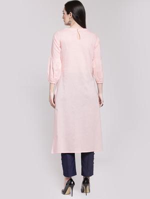 Straight solid kurta - 16002524 - Standard Image - 3