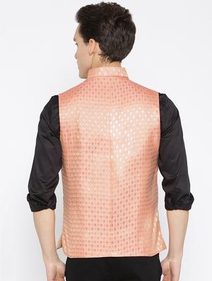 orange silk nehru jacket - 16003263 - Standard Image - 3