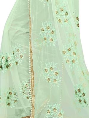 floral pista green embroidered saree with blouse - 16003863 - Standard Image - 3
