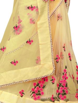 floral yellow embroidered saree with blouse - 16003972 - Standard Image - 3