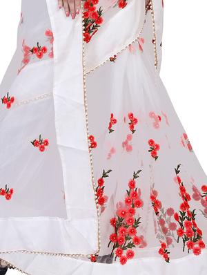 floral white embroidered saree with blouse - 16003977 - Standard Image - 3