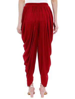 Red solid dhoti salwar - 16005549 - Standard Image - 3