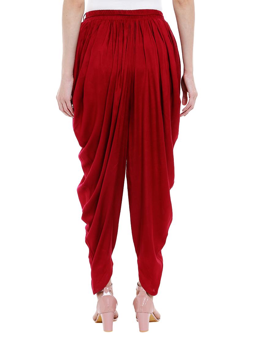 Red solid dhoti salwar - 16005549 - Zoom Image - 3