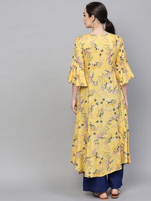 flared bell sleeves kurta - 16006069 - Standard Image - 3