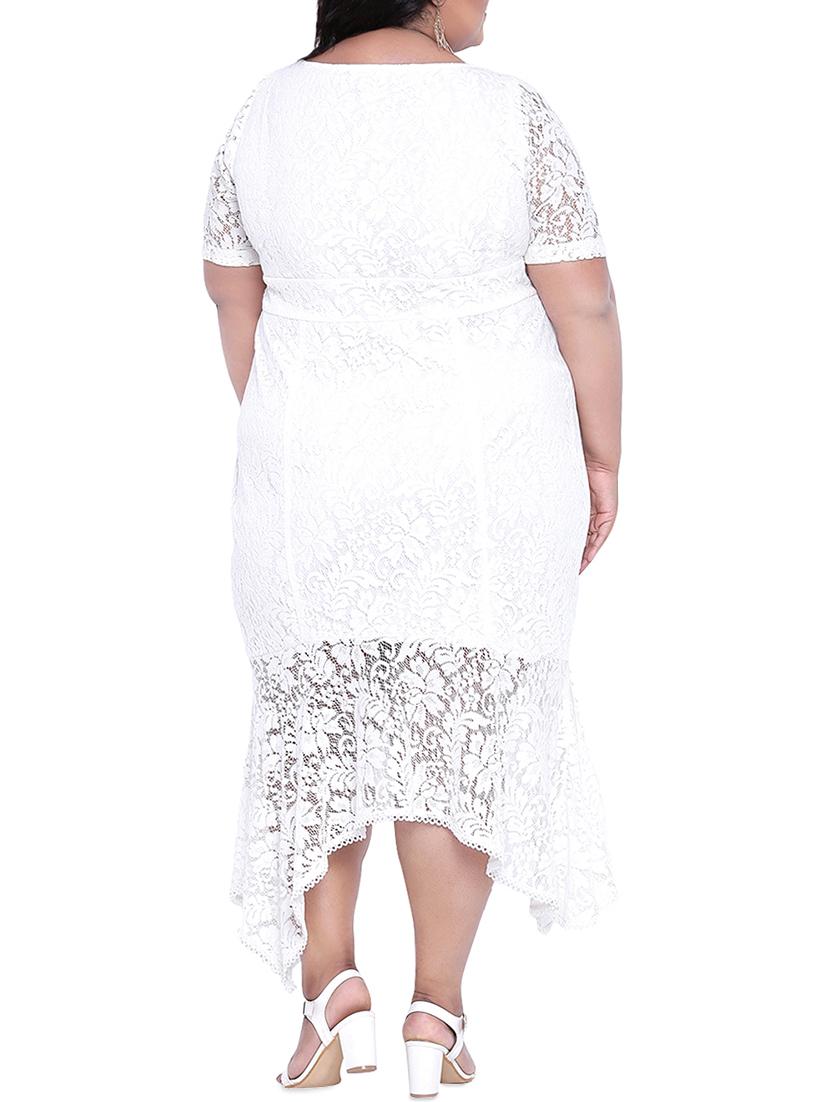 floral laced plus asymmetric dress - 16006753 - Zoom Image - 3
