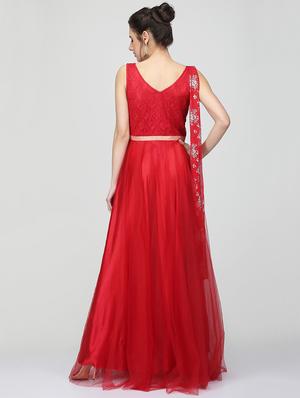 Foil print flared gown - 16007035 - Standard Image - 3