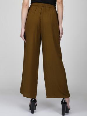 green viscose straight tapered pant - 16007052 - Standard Image - 3