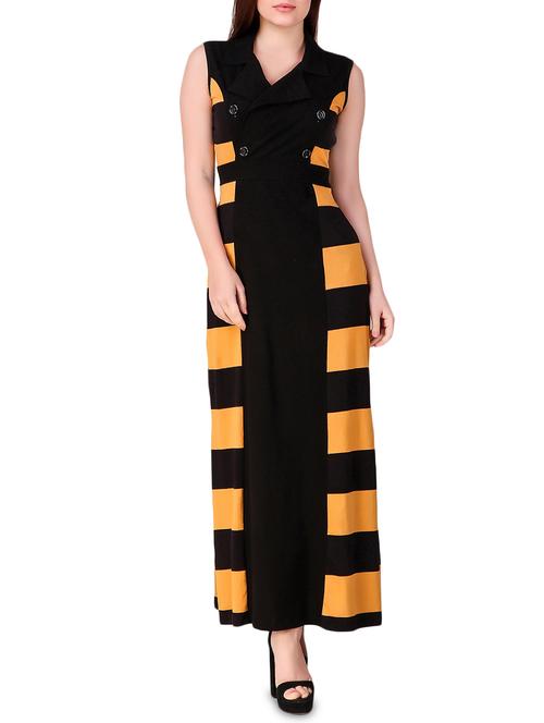 button detail striped maxi dress - 16008156 - Standard Image - 1