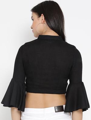 bell sleeved crop top - 16008337 - Standard Image - 3