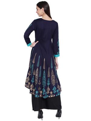 a-line block print kurta - 16008573 - Standard Image - 3