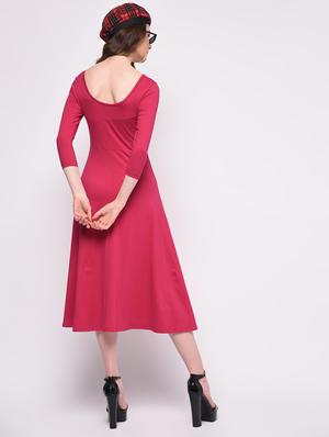 boat neck flared dress - 16008996 - Standard Image - 3
