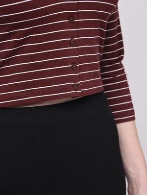 button up striped crop top - 16009017 - Standard Image - 6