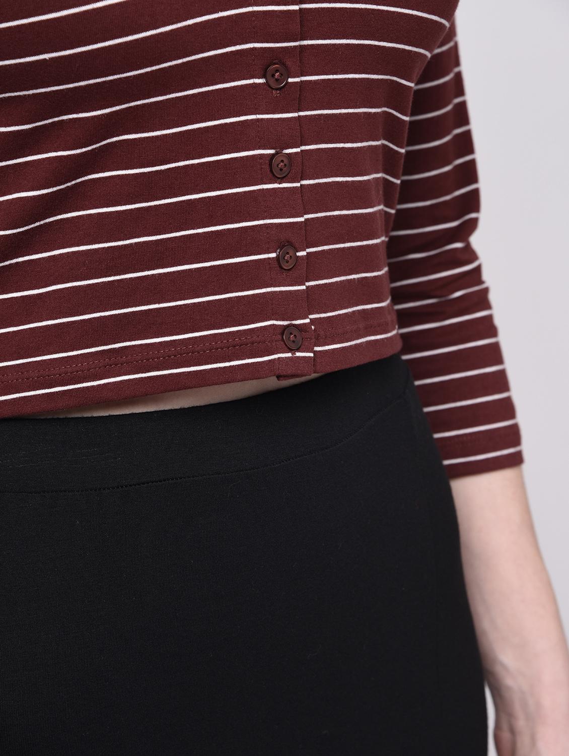 button up striped crop top - 16009017 - Zoom Image - 6