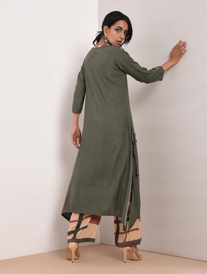 Kaantha asymmetric kurta palazzo set with tassels - 16011128 - Standard Image - 3