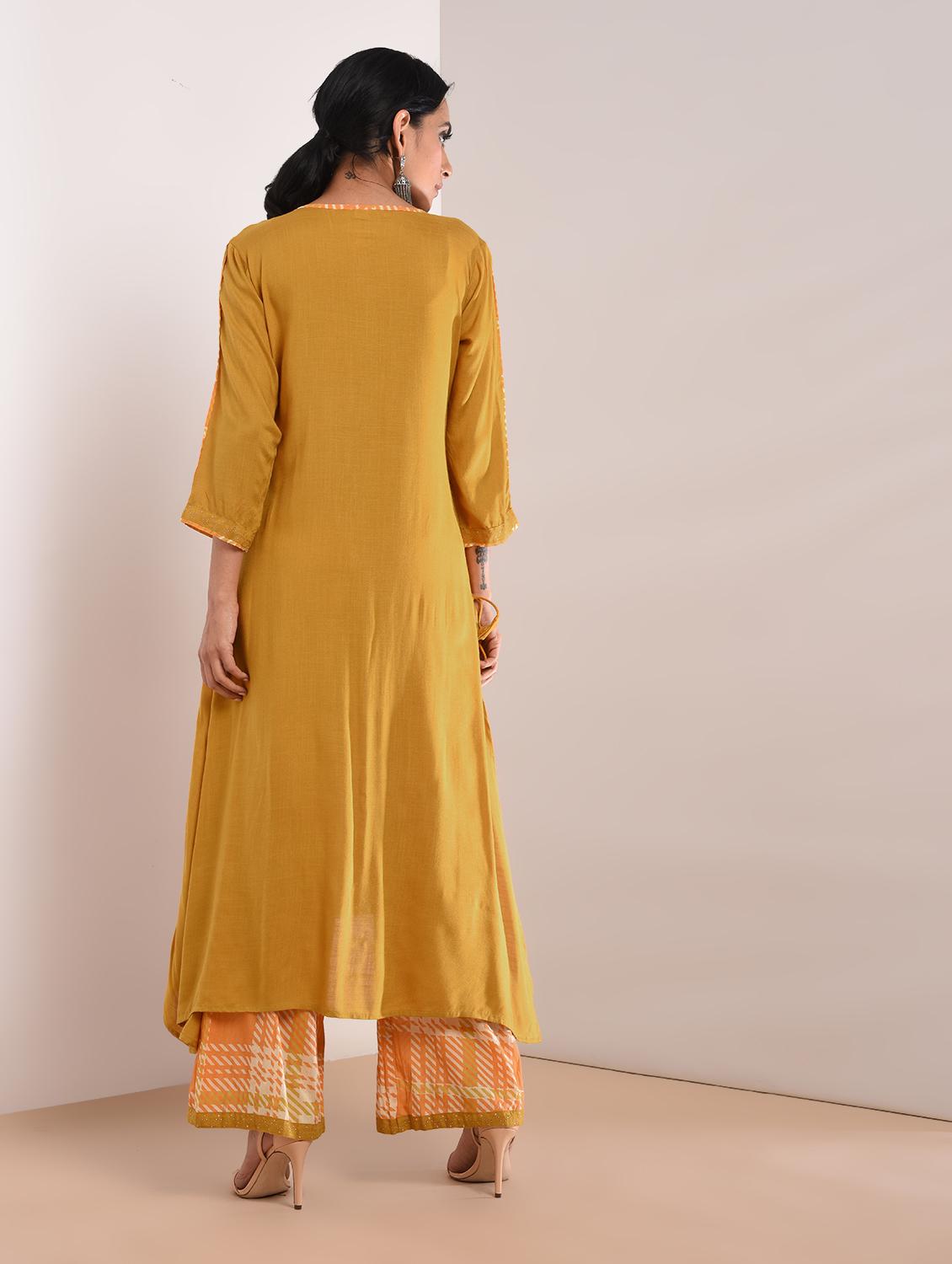 Kaantha asymmetric kurta palazzo set with tassels - 16011130 - Zoom Image - 3
