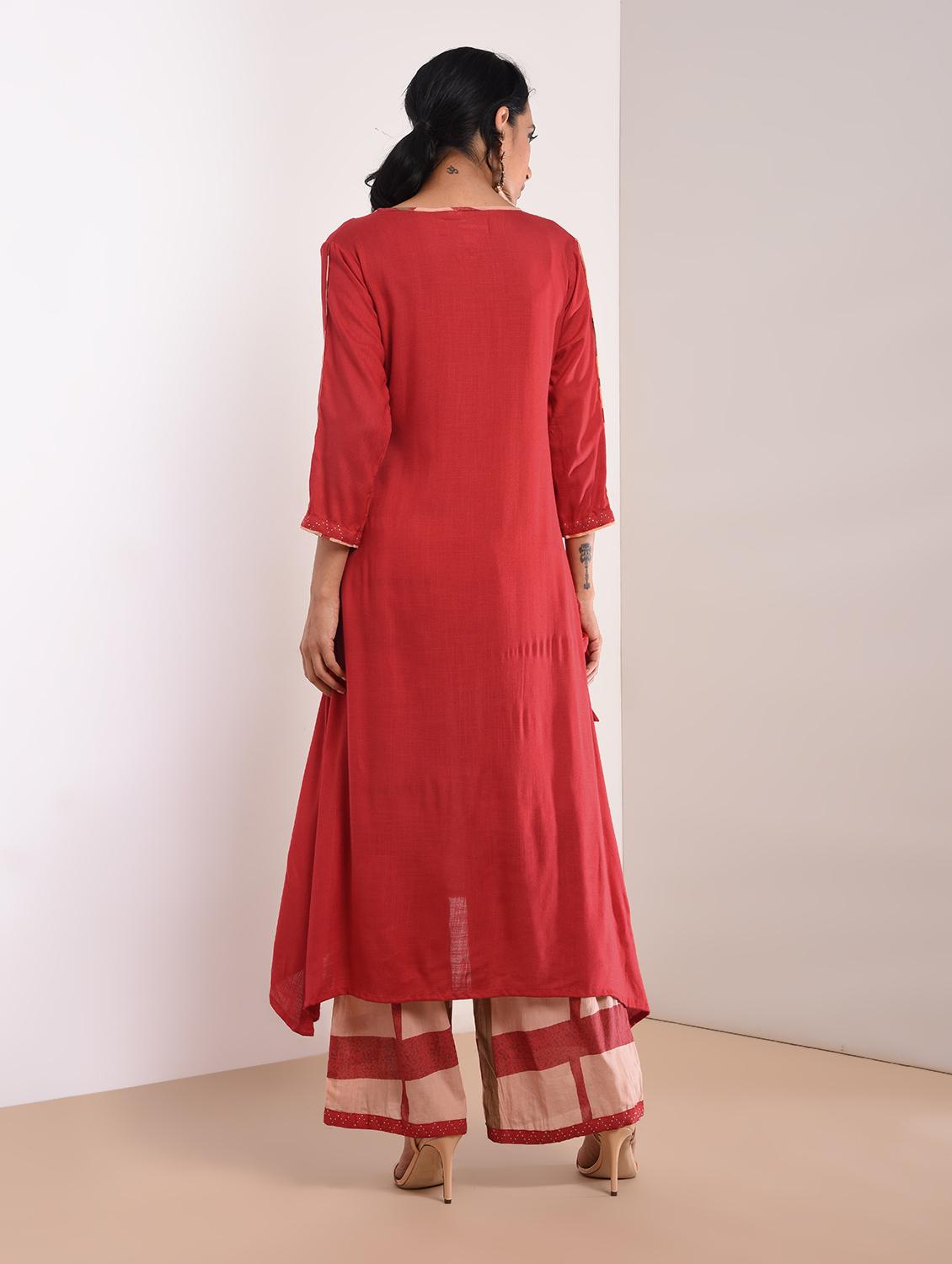 Kaantha asymmetric kurta palazzo set with tassels - 16011131 - Zoom Image - 3