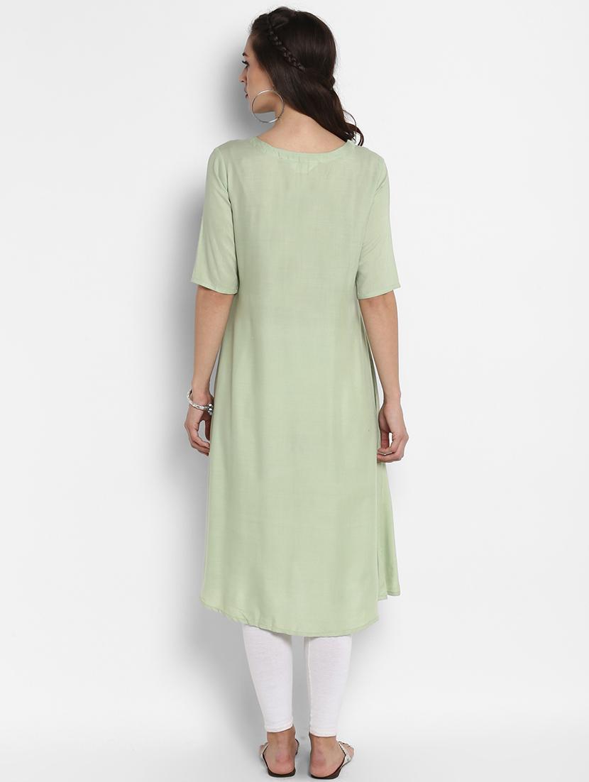 embroidered a-line kurta - 16011659 - Zoom Image - 3