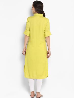 Straight solid kurta - 16011661 - Standard Image - 3
