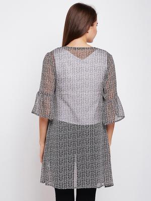 bell sleeved chevron sheer shrug - 16011999 - Standard Image - 3