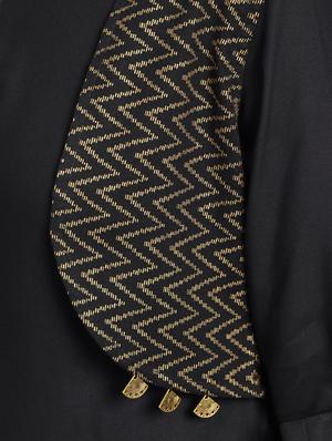 solid straight kurta with chevron jacket - 16012139 - Standard Image - 6