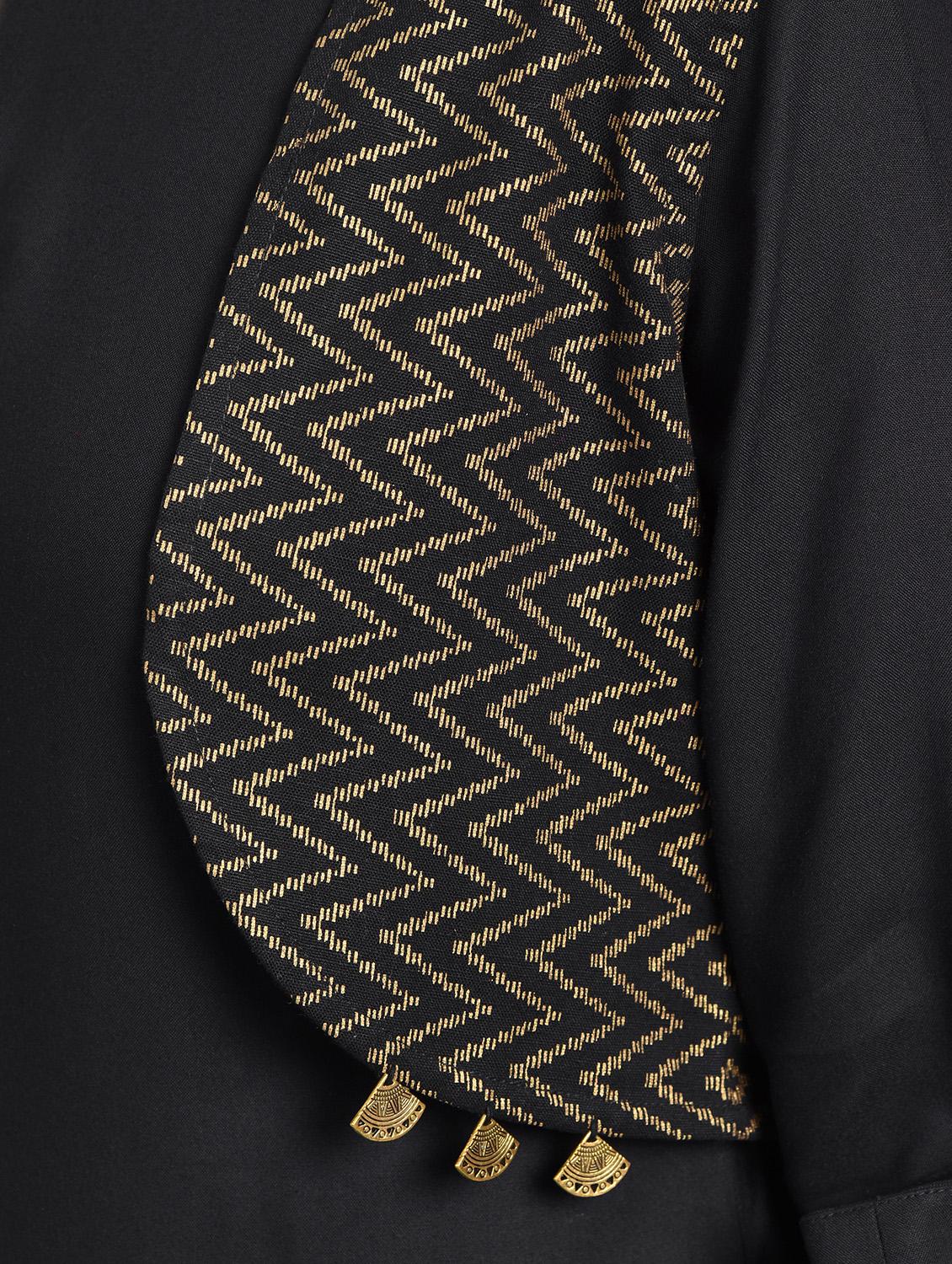 solid straight kurta with chevron jacket - 16012139 - Zoom Image - 6
