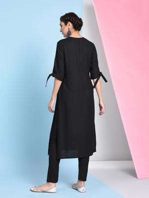 Solid key hole kurta pant set - 16012145 - Standard Image - 3